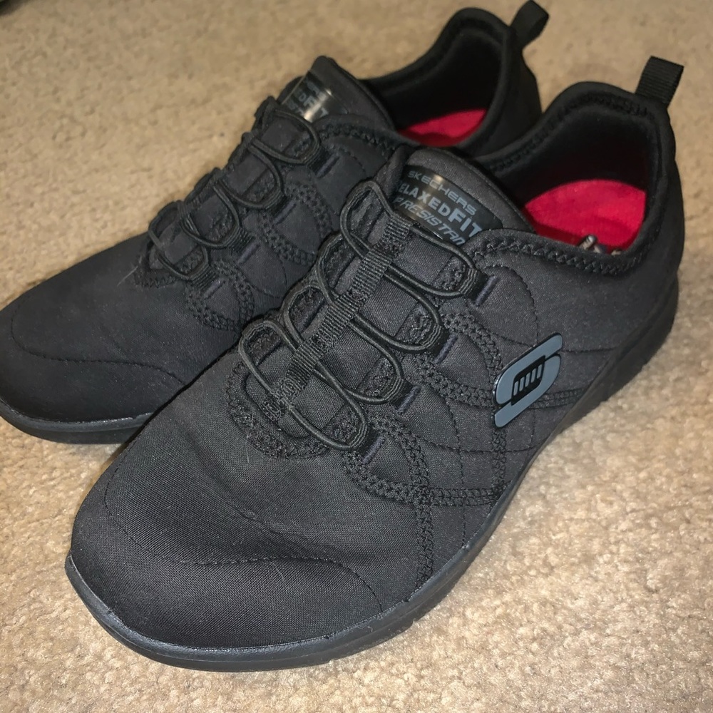 Black sketchers non slip shoes